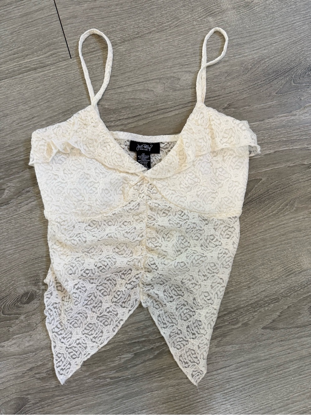 Sheer Lace Crop Top - Frill Ruffled off white‎ Boho summer festival